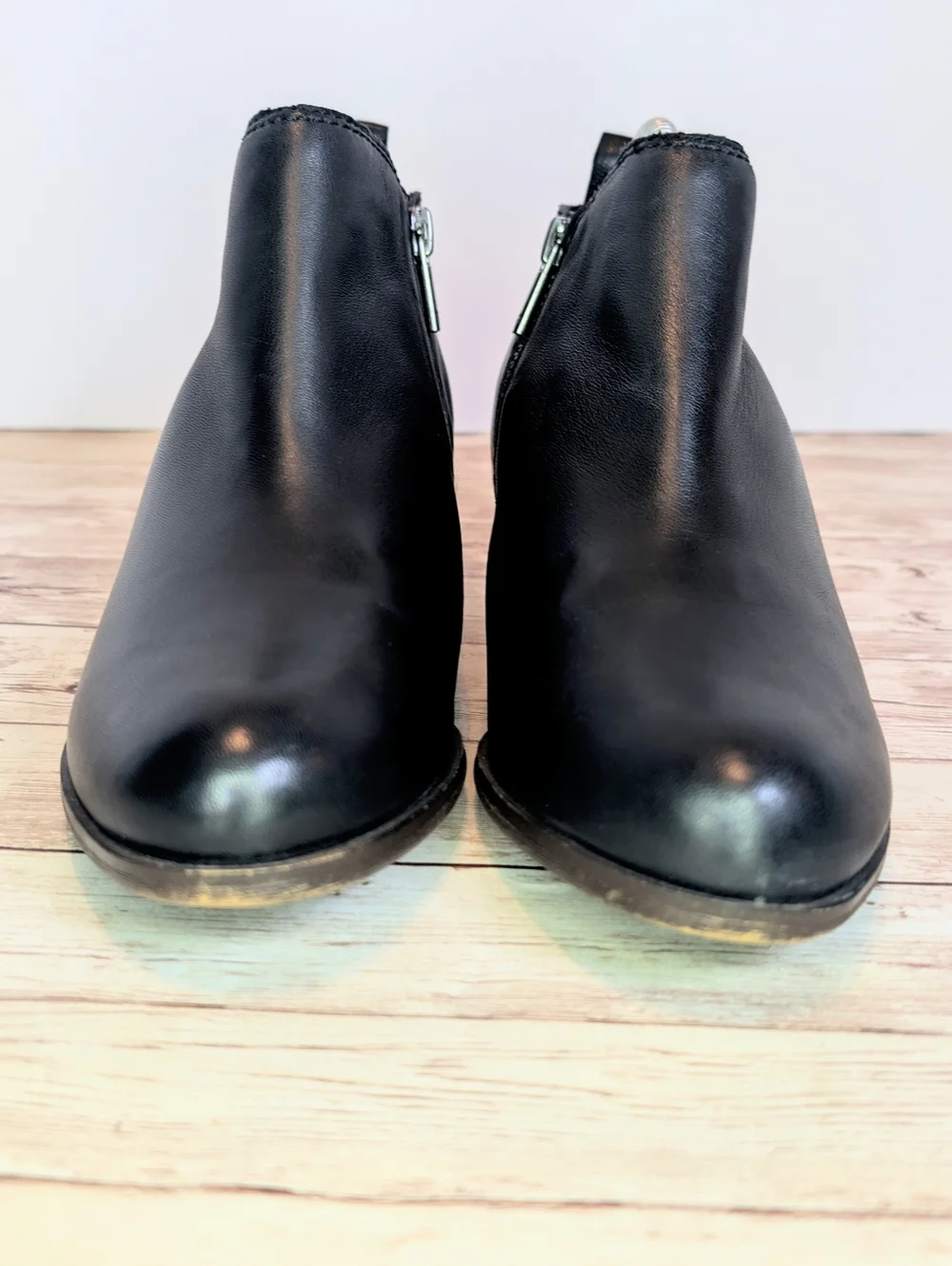 Lucky Brand Genuine Leather Basel Ankle Booties Zip Up Boots Black 7